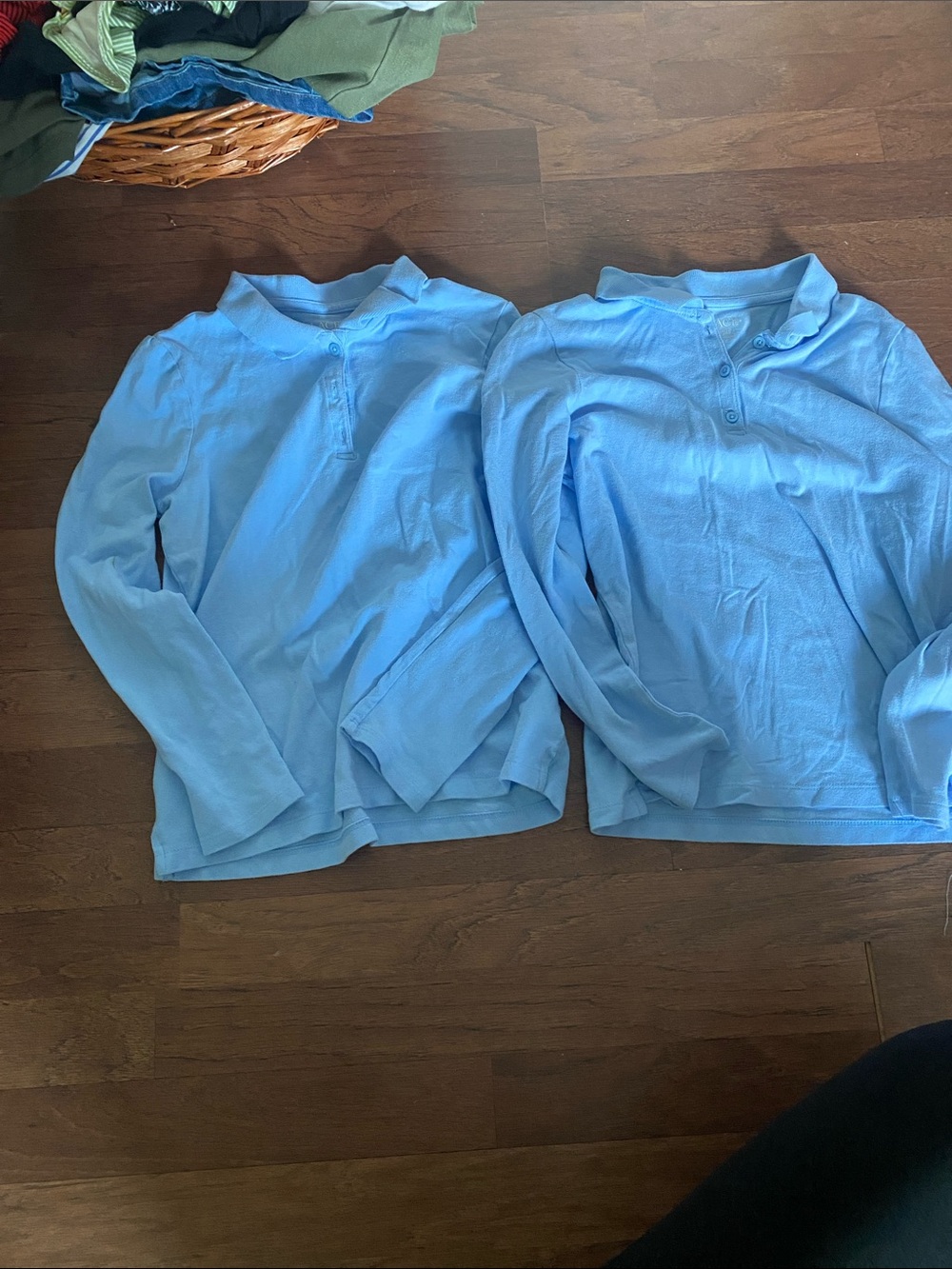 Place Light Blue Long Sleeve Polo Top - Set of 2